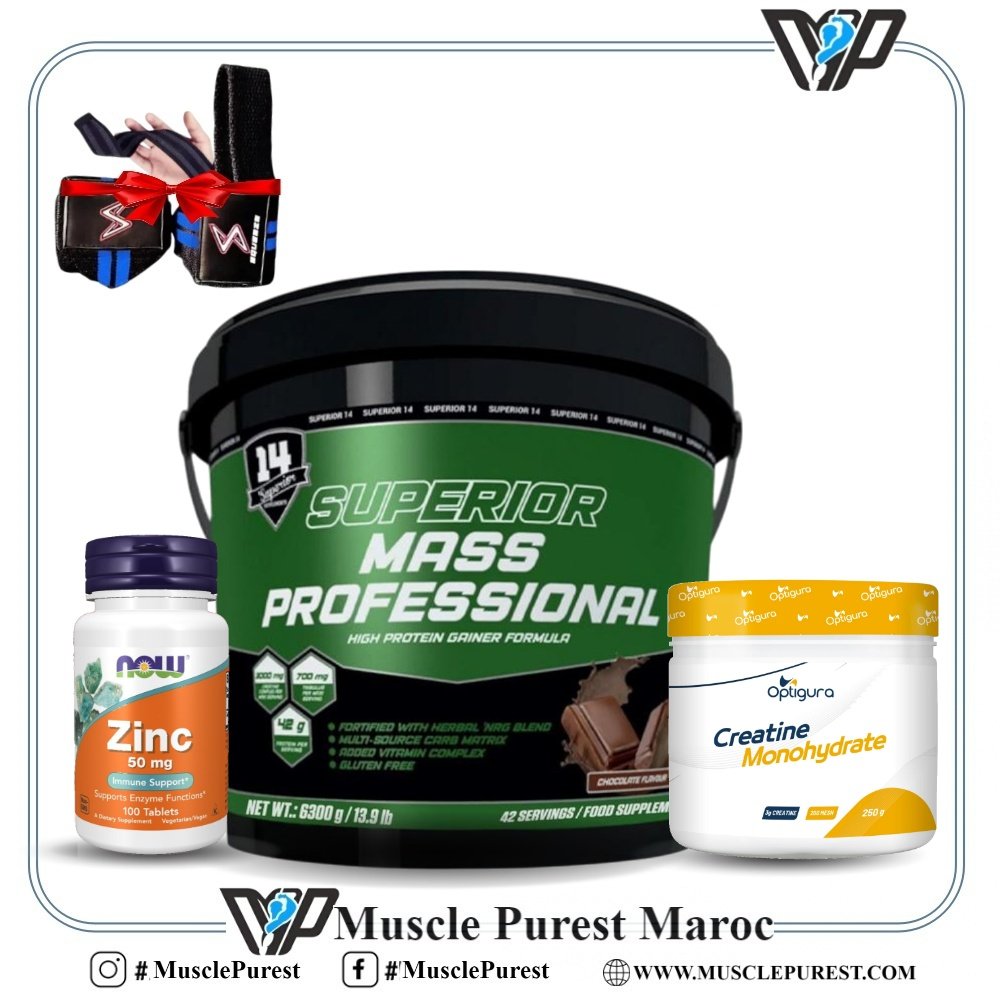 pack Prise de masse Pack Hard Gainers | Superior Mass Professional 6.3kg + Créatine Monohydrate 73 serving+ Zinc 50mg 100 tabs – Image 1